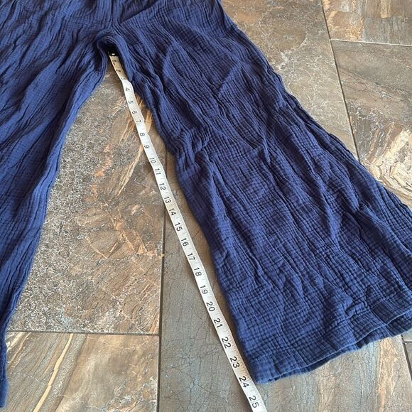 Pinch lounge pants Navy Blue 100% Cotton Wide Leg Pants Elastic Waist S - Picture 11 of 13